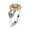 Vecalon Charm Cz Stone Ring Bague Femme 925 Sterling Silver Fyllda Solroskristall Bröllopsringar för Kvinnor Drop Shipping Gift