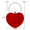 Borse da sera da donna con diamanti a forma di cuore Borsa a tracolla con catena rossa / nera Pochette da giorno Borse da sera per matrimoni