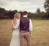 Wolle Tweed Herringbone Hochzeit Bräutigam Westen Trauzeugen Westen V-Ausschnitt Herren Anzug Westen Weste Herren Kleid Weste Weste Kleid Hunter Farm