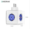 Shierak Smart Home Power Cube Socket EU Plug 4 Outlets 2 Adaptador de puertos USB Adaptador de la tira de alimentación Adaptador de extensión Multi conmutados 250V