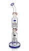 Bouw een bong-heady hookahs glas blauw grote dubbele matrix percolator glas water pijp verwijderbare clips 14 inch en 18 mm gewricht