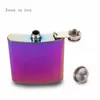 6 oz Rainbow color Stainless Steel hip Flask with free funnel