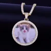 Custom Made Photo Medallions Ketting Hanger met 4mm Tennis Chain Gold Silver Color Cubic Zirkoon Heren Hip Hop Sieraden