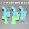 Glow Silicone Mini Dab Rig Hookah Portable Recycler Bong Glass Oil Rigs Bubbler 14.4mm Bent Neck Nectar Unbreakable Water Pipes
