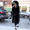 Zima Ciepła Z Kapturem Duży Rozmiar Średniej długości Solid Color Fur Faux Fur Kobiety 2018 Nowy Casual Długi Rękaw Kobiet Płaszcz