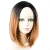 Perruques synthétiques courtes Style Bob ombré 10 pouces pour femmes noires, cheveux de Cosplay lisses avec raie centrale gris rouge rose 95750951555288