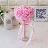 Goedkope Rose Wedding Bridal Bouquets Handmade Flowers Artificial Rose Ribbons Wedding Supplies Bride Holding Flowers Broche Bouquet 7887196