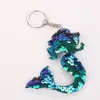 Ny Shiny Sequin Mermaid Keychain Key Rings Handv￤ska h￤nger Desinger Keyring Animal Keychain Fashion Jewelry Will och Sandy