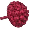 Flores de boda artificiales Ramos de boda para novias Rosas hechas a mano Ramos de novia Rosa Marfil Rojo Ramo de dama de honor Decoraciones de boda