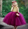 Beautiful Pageant Dresses For Girls 2018 Gold Sequined Fuchsia Tulle Ball Gown Ankle Length Flower Girls Dresses For Weddings EN12211