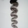 Silver Ombre Micro Loop rey ombre Extensiones de cabello humano 100gT1B / grey Micro Loop Extensiones de cabello Body Wave Micro enlaces Extensión de cabello humano