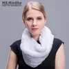 Prawdziwy Rex Rabbit Fur Scarf Pętla Typ Ręka Dzianina Nieskończone Szaliki Kobiety Prawdziwe Królik Futro Szal Ms.minshu