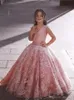 Rosa meninas pageant vestidos com frisado decote em v uma linha de luxo vestido da menina flor com envoltório pequena anágua feito sob encomenda comunhão gow6136598