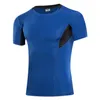 Hommes GYM Sport course t-shirts rapide moulant sec à manches courtes homme musculation entraînement hauts collants Sport chemise Jogging