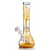 Narguilés de 13,2 polegadas Bong Golden Beaker Glass Bong com Downstem Heady Straight Tube Bongs Tree Oil Rigs Glass Recycler Free Shipping