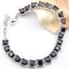 luckyshine classic shiny obsidian square 925 silver men tennis bracelets lovers bracelets bangles gift party 5 pcs free