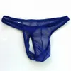 Mens C-thru T-back Thong G3267 Narrow Contoured Bolsa pequena cobertura de limite de bolsa Cueca Ver Através Malha Poliéster