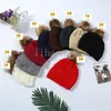 Kids Adults Thick Warm Winter Hat For Women Soft Stretch Cable Knitted Pom Poms Beanies Hats Women's Skullies Beanies Girl Ski Cap