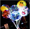 LED balon Cartoon Bobo Night Light Up Balloons Walentynki Wedding Party Transparent Bear Duck Kids Balloon Party Decoration