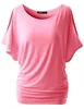 Mulheres Verão Top Sexy O-Pescoço Com 10 Cor Batwing Dolman Mangas de Algodão Feminino Camiseta S-5XL Senhora Senhora desgaste