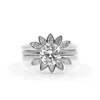 Conjunto de anel de noivado com diamante de safira branco e ouro rosa 18K exclusivo com design de folha tamanho 512276Y7057121