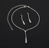 2019 Bling Crystal Bridal Smycken Sätta Silverpläterade Halsband Diamant Örhängen Bröllopsmycken Satser för Brud Bridesmaids Kvinnor Tillbehör