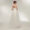 Elegante volante cuello en V una línea de tul largo alto bajo fiesta de boda vestidos de novia para mujeres vestidos de novia vestidos DH4241