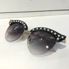 0212 النظارات الشمسية الفاخرة النساء العلامة التجارية مصمم 0212s القط العينين لؤلؤي الصيف نمط مستطيل إطار كامل أعلى جودة uv حماية تأتي مع القضية