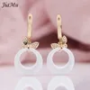 JIAMU NOUVEAU 585 ROSE GOLD NATUREL ZIRCON BLACE BLANC Céramique Brotte d'oreille Golden Butterfly Zircon Drop Pendant Femmes Oreilleur Party Gift C9253692