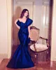 Glamorous Diamond-Blue Long Prom Dresses Sexy Off Shoulder Ruffles Ruched Mermaid Formal Evening Dress Saudi Arabia Celebrity Party Gowns