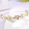 Bridal Head Flower Hoop, Handmade Gold Flower Wedding Headwear, Koreańska biżuteria ślubna.