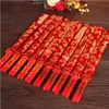 Palillos chinos de madera que imprimen tanto la felicidad doble como el dragón, favor de boda de madera roja de Chopstic