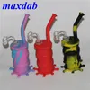 Silicone Bubbler Rig hookah smoking Hand Spoon Pipe Bongs silicone oil dab rigs water pipe with quartz banger nail