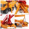 KDW Diecast Alloy Concrete Pump Truck Car Model Toy, Engineering Vehicle, 1:55 Scale, for Xmas Kid Birthday Boy Gift, Collect 625025, 2-1