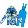 -30 children's outdoor ski suit Gilr / Boy snowboard suit warm waterproof winter jacket + pants suitable for 4-14 years old