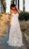 Sexy Bohemia Spaghetti Criss Cross Straps V Neck Wedding Dresses Boho Lace Applique Formal Bride Dress Beach Bridal Gowns Backless