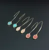 Fashion Gold Color Natural stone Water Drop Oval Earrings Green Pink Crystal Dangle Earrings For Women Jewelry