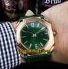 42 mm Octo 101963 101964 Esfera verde Reloj automático para hombre Oro rosa Correa de cuero verde Relojes de pulsera nuevos baratos de alta calidad