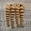 Ny indian Remy Tape Hair Extensions 200g 80pcs Loose Wave Tape Hårförlängningar Blond hudväftband i hårförlängning 16 "18" 20 "22" 24 "