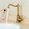Bathroom Sink Faucet Antique Bronze Finish Brass Basin Faucet Single Handle Vessel Sink Water Tap Mixer European Vintage Mixer