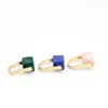 natural stone ring Square blue Turquoise pink crystal ring for women jewelry