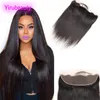 Brésilien Cheveux Vierge 13x4 Dentelle Frontal cheveux raides dentelle Fermeture Mink Silky droite Extensions de cheveux humains Haut Closures