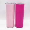 10st 20oz Skinny Tumbler Solid Färg Dubbelväggig Rostfritt Stål Sippy Cup Vakuum Isolerad Rak Tumbler