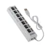 USB 2.0 HUB Power Strip 7 Ports Socket LED Light UP Concentrator with Switch AC Adapter for Mouse keyboard Charger PC Desktop Laptop Tablet