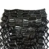 # 1 Jet svart brasilianskt rakt hår afro kinky klipp i tillägg 7st / set 100g kinky lockig klipp i mänskliga hårförlängningar