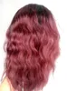 Virgem Humana Remy Brazilian Wave Hair Lace Front Wigs Ombre T1B / 99J Natural Preto / Borgonha Cor