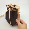 Wholesale Classic Mini Drawstring Bucket Bag Real Leather Lady Crossbody Bag Mobile Wallet Fashion Retro Satchel Shoulder Bag Handbag