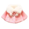 Winter Faux Fur Coat Cloak Jacket For Baby Girls Thick Warm Clothes Child Outwear Baby Infant Beadings Shawl Kids Costume A