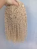Braziliaanse menselijke maagdelijke remy kinky krullend haar inslag blonde onbewerkte baby zachte dubbele bundel extensions 100g / bundel product