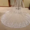 Gorgeous Sequined One Layer Long Wedding Veils 3M Lace Trim Soft Tulle Rhinestones Cathedral Bridal Veil Accessories With Comb